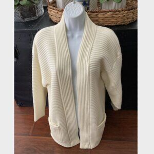 Knit Street Vintage Off White Thick Knit Long Sleeve Cardigan Sweater Large